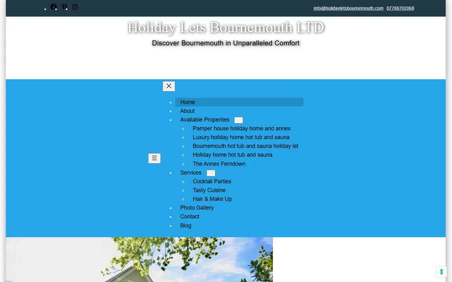 The previous Holiday Lets Bournemouth website